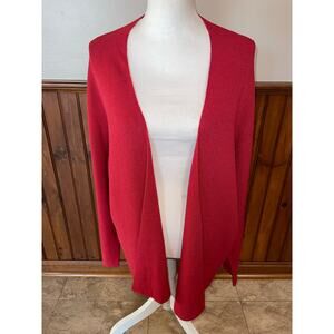 Womens Eileen Fisher Red Silk Blend Open Knit Textured‎ Cardigan Sweater No Size